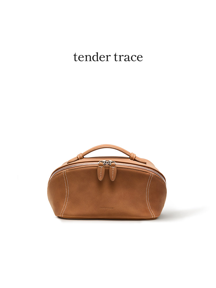 Soft Shell Cosmetic Bag - Pumpkin Brown