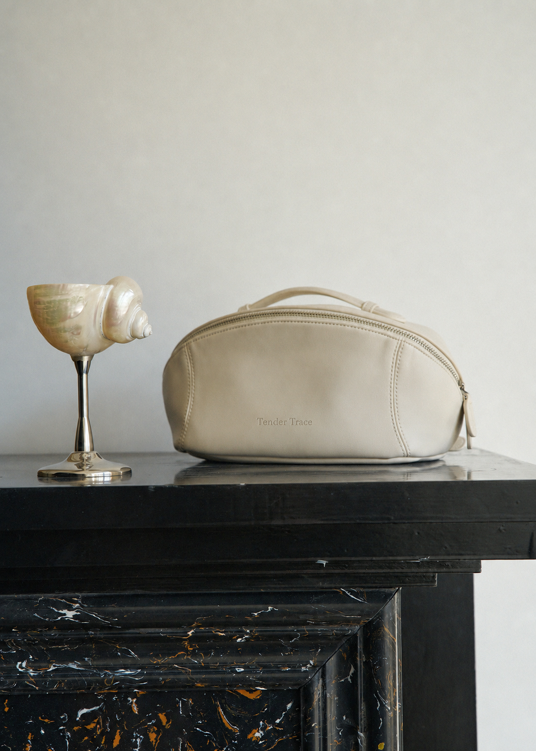Hard Shell Cosmetic Bag - Eggshell White